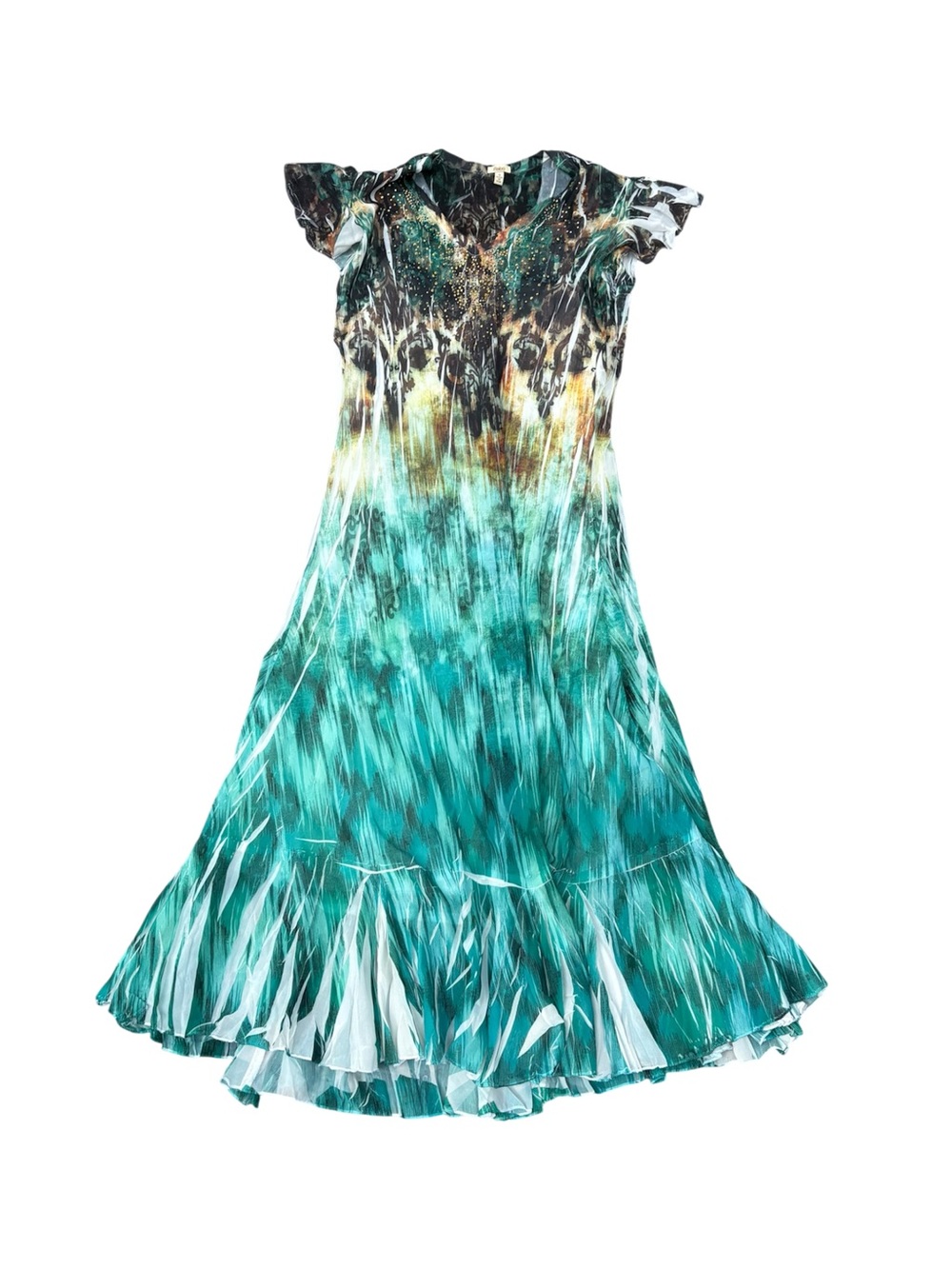 Y2K Teal Ombre Burnout Maxi Dress S Fairy